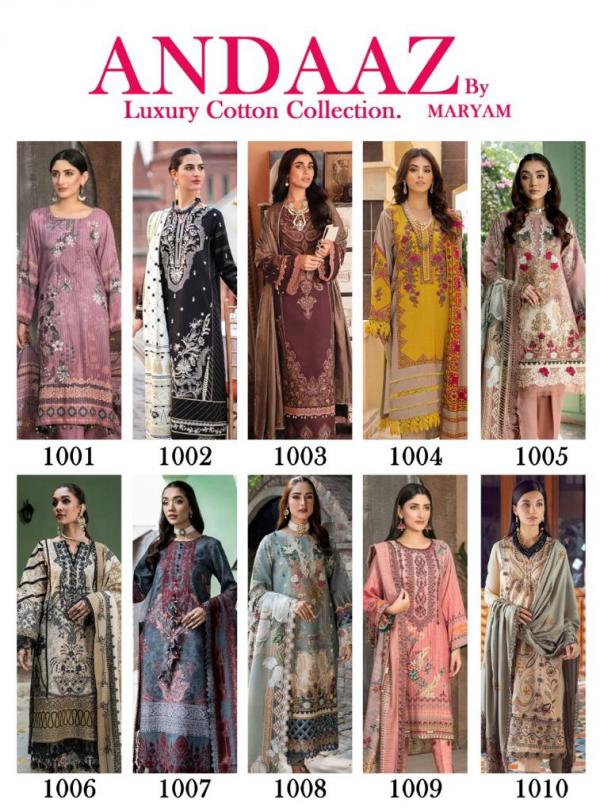 Maryam Andaaz Luxury Cotton Designer Dress Material Collection 